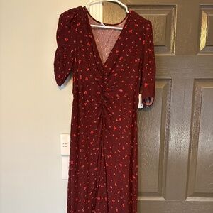 Floral Midi Dip Hem Dress - Never Worn